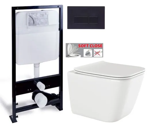 PRIM predstenový inštalačný systém s čiernym tlačidlom 20/0044+ WC INVENA PAROS  + SEDADLO PRIM_20/0026 44 RO1