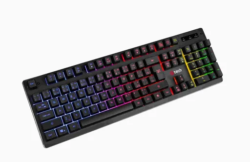 C-TECH klávesnica herná polomechanická Iris (GKB-08), casual gaming, CZ/SK, dúhové podsvietenie, USB