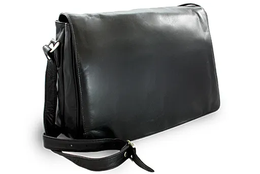 Čierna kožená klopnová kabelka 213-1195-60