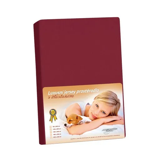 Bellatex Jersey prestieradlo s elastanom bordová, 180 x 200 cm