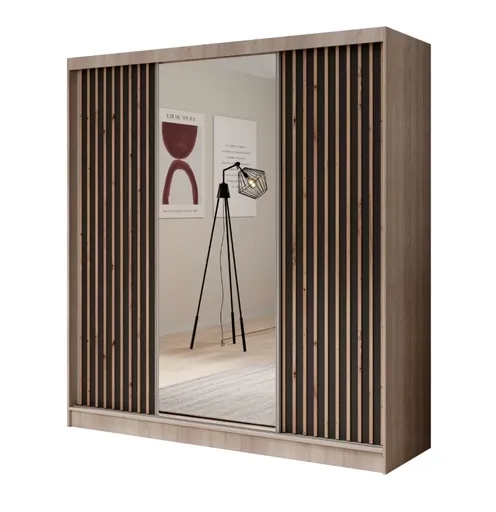 ArtAdrk Šatníková skriňa IDA | dub sonoma / čierna 200 cm