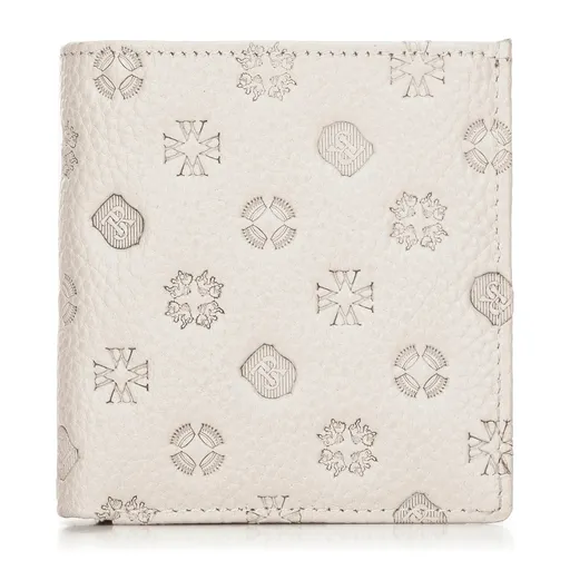 Malá dámska kožená peňaženka s embosovaním biela 99-1E-363-9