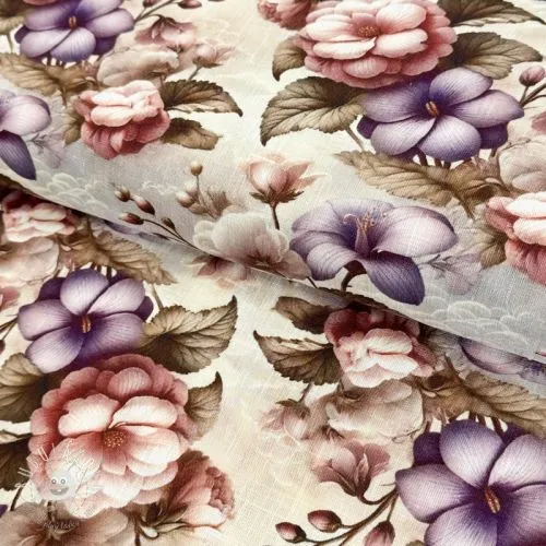 Viskóza s ľanom Casia design C digital print