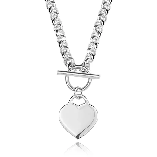 Náhrdelník zo striebra 925 - plochá srdcová kladka, prevliekacie zapínanie