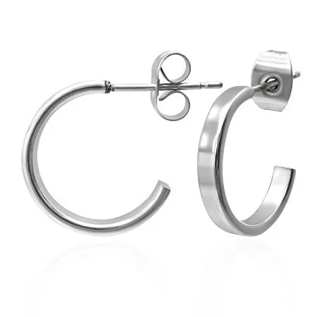 Oceľové puzetové náušnice, lesklá obruč striebornej farby