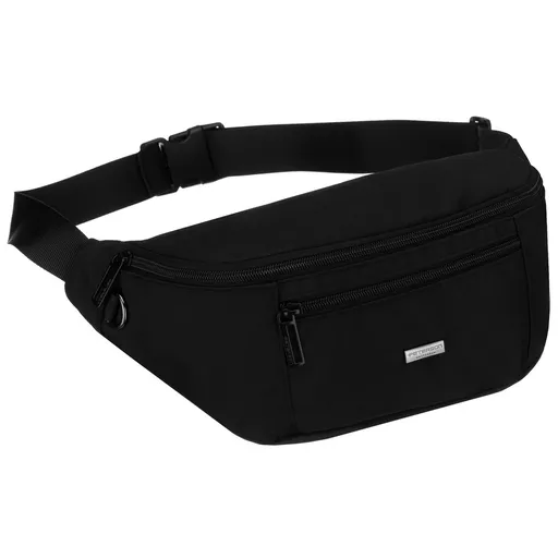 Pánska čierna crossbody taška/ľadvinka s vonkajším vreckom na zips – športovo-elegantný štýl