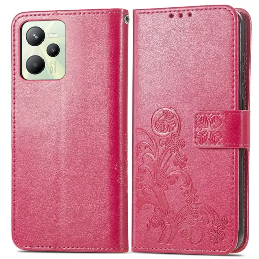 ART Peňaženkový kryt Realme C35 FLOWERS tmavoružový