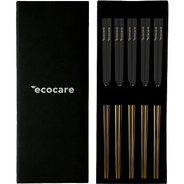 ECOCARE Kovové Sushi paličky Box Gold-Black 10 ks (0750122452118)
