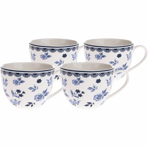 4-dielna sada porcelánových šálok Floral, 90 ml
