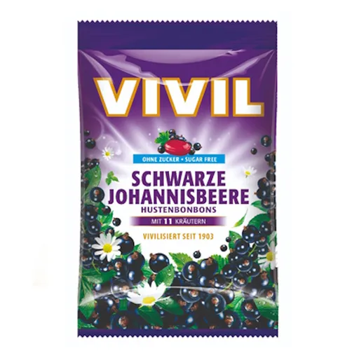 VIVIL Čierne ríbezle a 11 bylín drops bez cukru 120 g