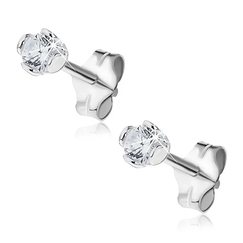 Náušnice zo striebra 925 - číry zirkón so slučkami, 3 mm