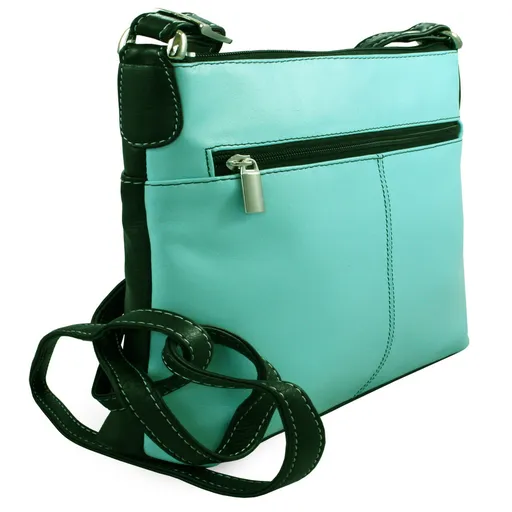 Čiernomodrá kožená zipsová kabelka 212-3014-60/91