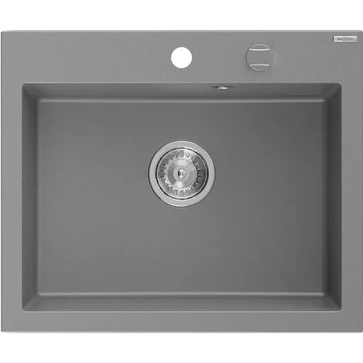 MEXEN MEXEN - Elix granitový drez 1-miska 600 x 500 mm, sivý, sifón chróm 6525601005-71