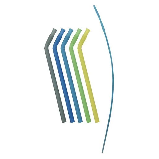 B.BOX Set silikónových slamiek modrá / zelená 5 ks