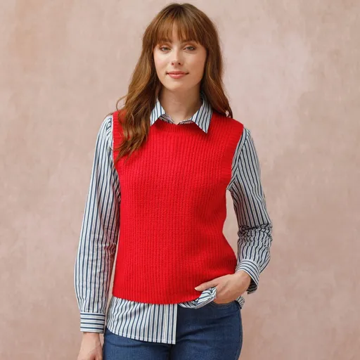 Vesta z hladkého úpletu s okrúhlym výstrihom