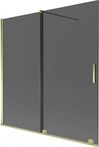 MEXEN/S - Velar dvojkrídlová posuvná vaňová zástena 160 x 150, grafit, zlatá 896-160-000-41-50