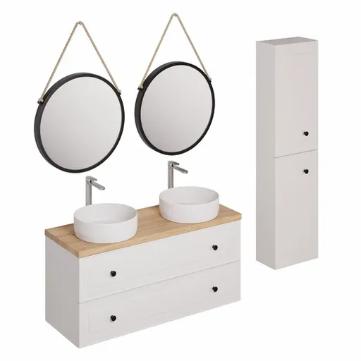 Kúpeľňová zostava s umývadlom vrátane umývadlovej batérie, vtoku a sifónu Naturel Forli biela KSETFORLI5