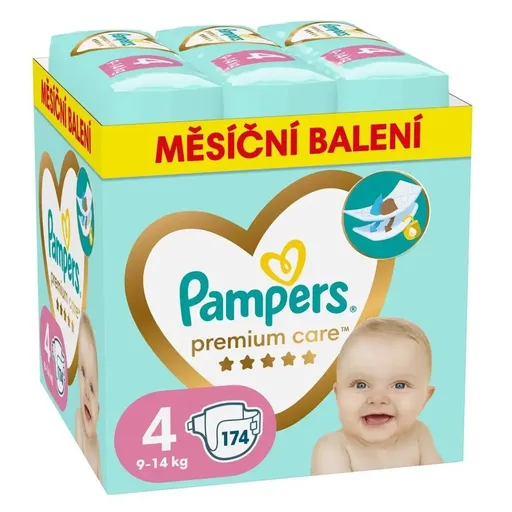 PAMPERS Premium Care monthly veľkosť 4 plienky 9-14kg 174 ks