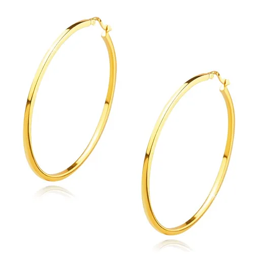 Strieborné 925 náušnice - zlatá farba, klasické jednoduché kruhy, 50 mm