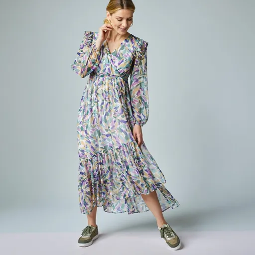 Dlhé asymetrické šaty s potlačou