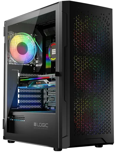 LOGIC PC skriňa Aramis ARGB MIDI 1x USB 3.0, 2x USB 2.0 + audio, čierna, bez zdroja