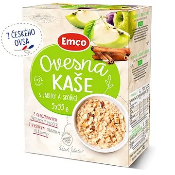 Emco Ovsená kaša s jablkami a škoricou 5 × 55 g (8595229916253)