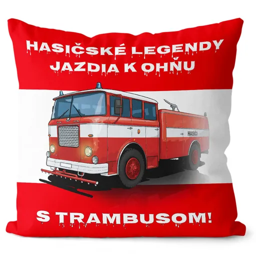 Vankúš Hasičské legendy – Trambus (Veľkosť: 55 x 55 cm)