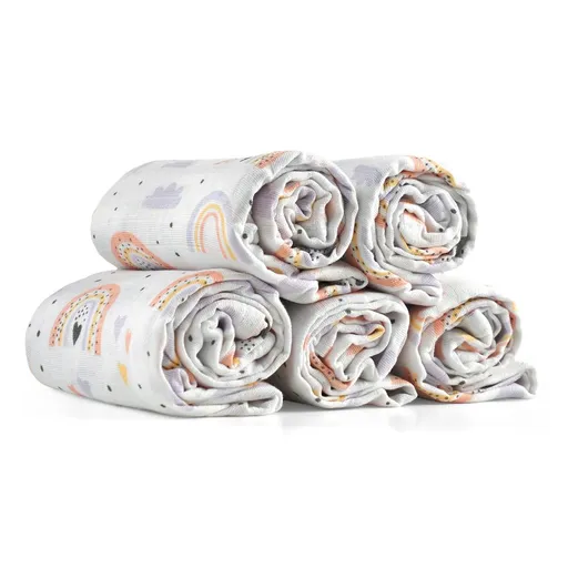 Polášek Látkové plienky 5 kusov: Dúha a srdiečka