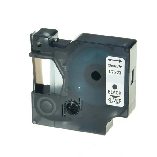 Kompatibilná páska s Dymo 45022, S0720620, 12mm x 7m čierny tisk / strieborný podklad