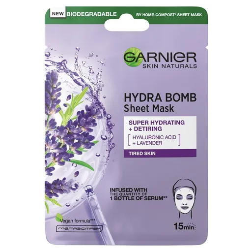 GARNIER Skin Naturals Hydra Bomb Textilná maska ​​Levanduľa 28 g
