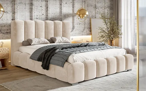 Elvisia Manželská posteľ ANGELA s výklopným roštom | béžová 180 x 200 cm