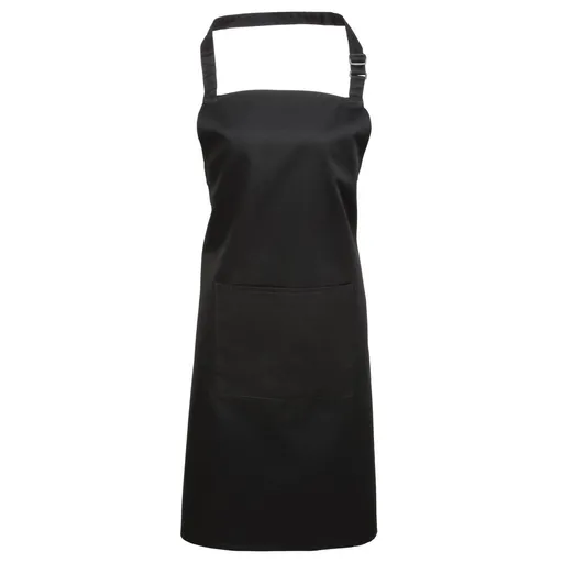 Premier Workwear Kuchynská zástera s náprsenkou a vreckom - Čierna