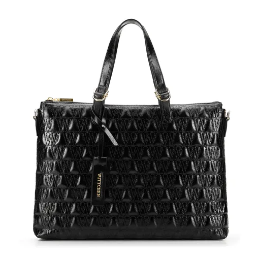 Damska torba na laptopa 14'' w geometryczny wzór czarna 99-4E-633-1