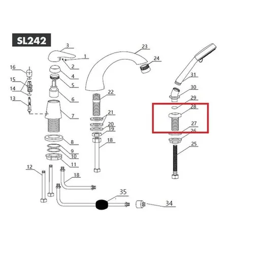 S-line - průchodka sprchové hadice - set NDSL24228