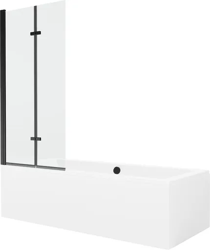MEXEN/S - Cube obdĺžniková vaňa 170 x 80 cm s panelom + vaňová zástena 80, transparent, čierna 550517080X9208027000