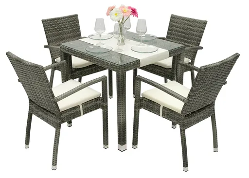 DEOKORK Záhradná ratanová zostava NAPOLI I. 1+4 (sivá)