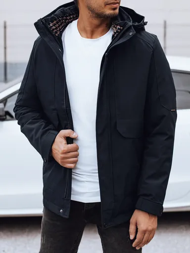 Pánska zimná bunda s kapucňou, tmavomodrá Dstreet TX4907,skl.8