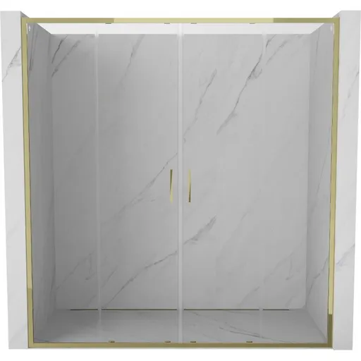 MEXEN - Exo dvojité posuvné sprchové dvere 200, transparent, zlatá 8152-200-000-50-00