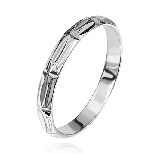 Prsteň zo striebra 925 - zvislé a horizontálne zárezy, lesklý povrch - Veľkosť: 49 mm