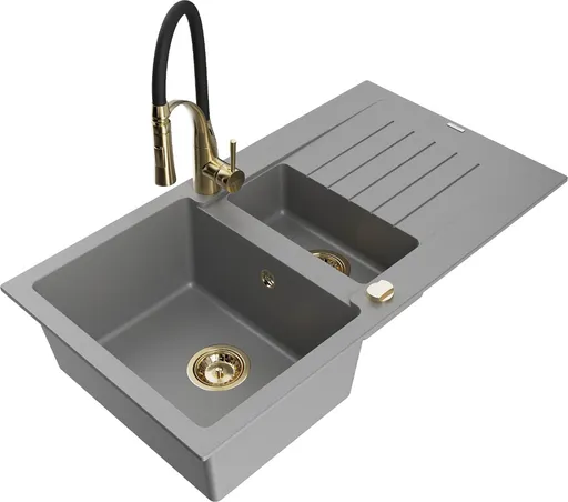 MEXEN/S MEXEN/S - Matias granitový drez 1.5 s odkvapkávačom vrátane batérie Aster, šedá 6502-71-73450-57-G