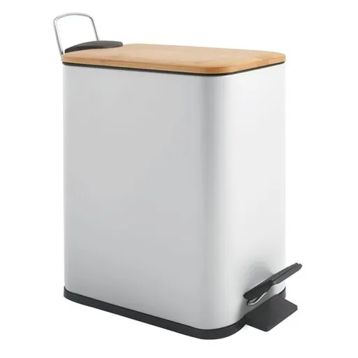 Spirella Spirella pedálový odpadkový kôš erik biela oceľ bambusové veko 5 l 10.22581