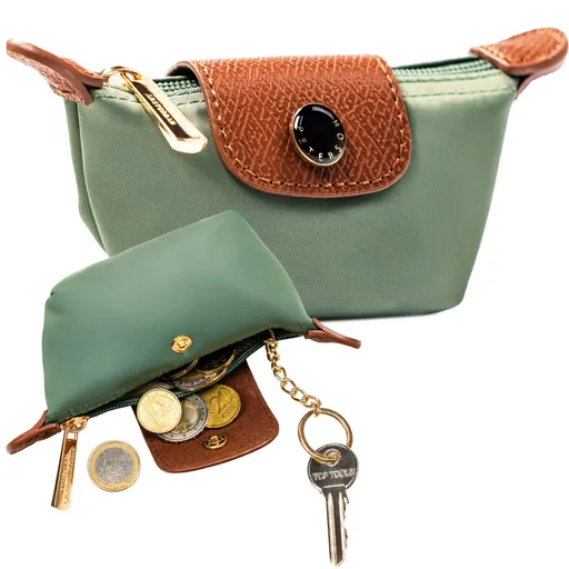 Svetlozelená kľúčenka Peterson z polyesteru a ekokože