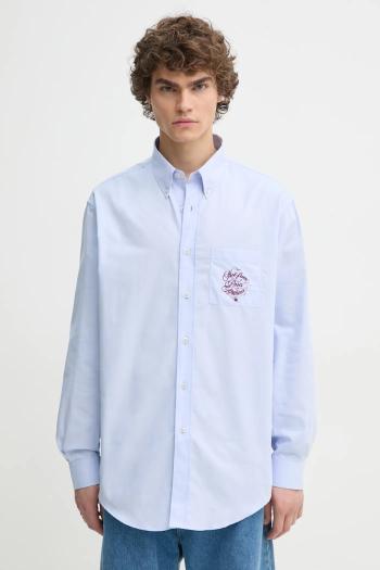 Bavlnená košeľa Drôle de Monsieur La Chemise Slogan Vignes pánska, regular, s golierom button-down, F-SH199-CO116-LBE