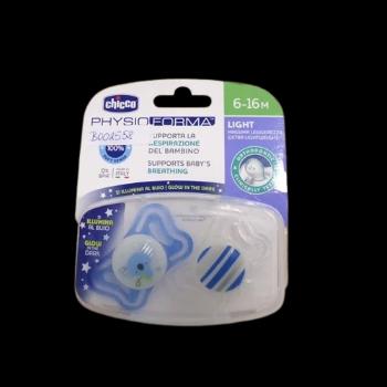CHICCO Cumlík Physio Light silikónový nočný chlapec 6-16m+ 2 ks