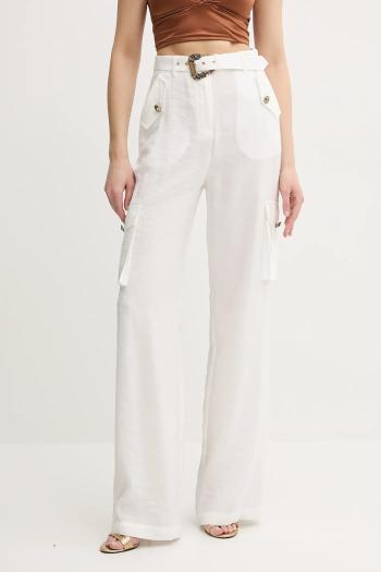 Nohavice Versace Jeans Couture béžová farba, rovný strih, vysoký pás, 78HAA109 N0433
