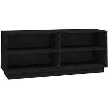 Skrinka na topánky čierna 110 × 34 × 45 cm masívne borovicové drevo, 813544