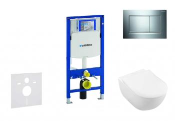 GEBERIT - Duofix Modul na závesné WC s tlačidlom Sigma30, lesklý chróm/chróm mat + Villeroy Boch - WC a doska, DirectFlush, SoftClose, CeramicPlus 111.300.00.5 NI6