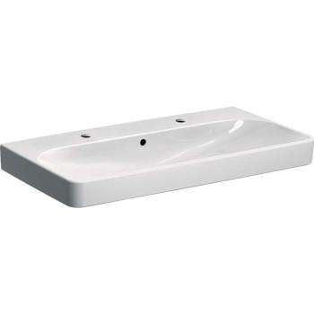 GEBERIT - Smyle Square Umývadlo, 90x48 cm, s prepadom, 2 otvory na batérie, biela 500.252.01.1