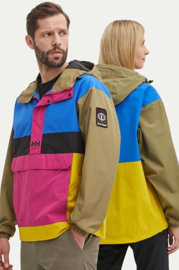 Nepremokavá bunda Helly Hansen zelená farba, prechodná, oversize