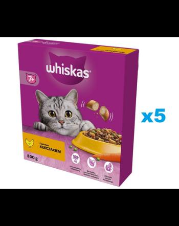 WHISKAS Senior 5x800g hrana pisici senior, cu pui delicios